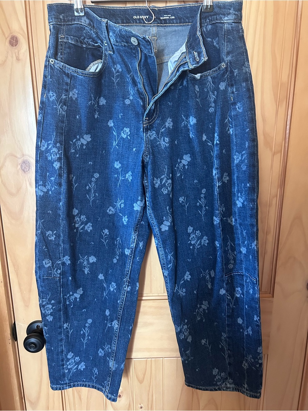 Old Navy Dark Blue Floral-Print Relaxed Jeans